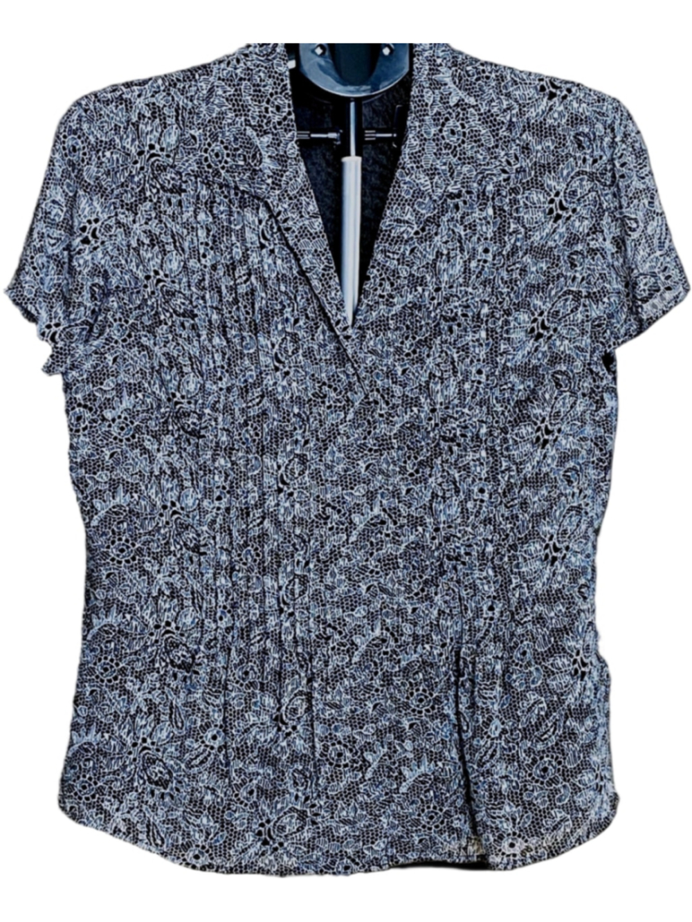 Jones New York Collection Silk Top Sz 12 Black White Floral Print NWT